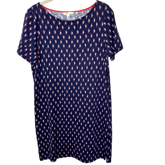 Boden Darcey Navy Paisley Stamp Tee Shirt Dress in Size 10 - Picture 3 of 6